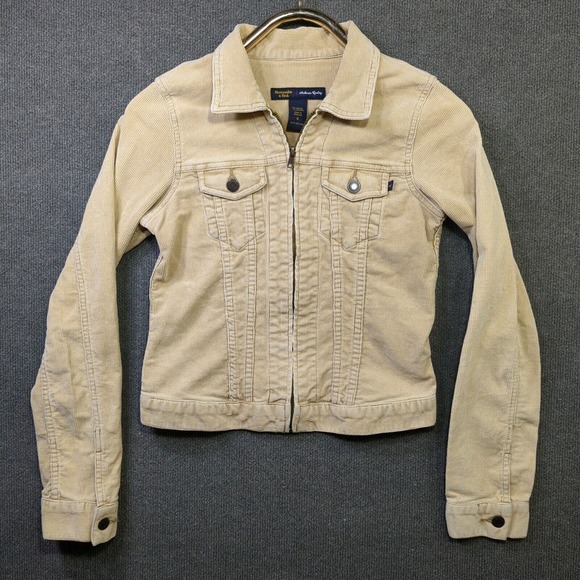 Abercrombie & Fitch Jackets & Blazers - Abercrombie and Fitch Corduroy Jacket Womens Small Full Zip Khaki Stretch Layer